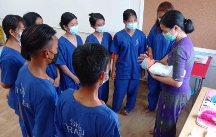 SISU trainees learning infant and child care
